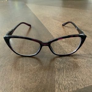 PASTL Purple Cat Eye Clear Lens Glasses with Bifocal Reader Lens +1.50
